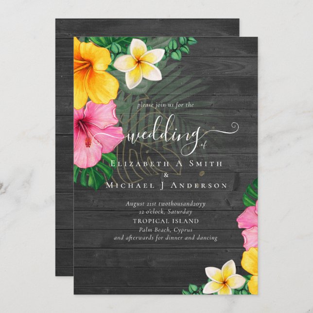 Florais Vibrantes de Casamento de Praia de Paraíso (Frente/Verso)