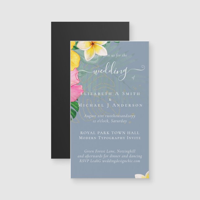 Florais Vibrantes de Casamento de Praia de Paraíso (Frente/Verso)