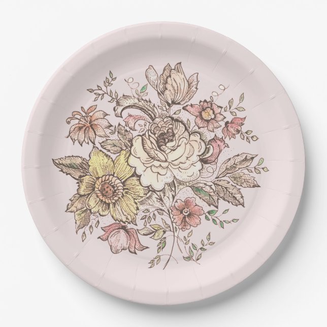 Floraison - pratos de papel rosa (Frente)