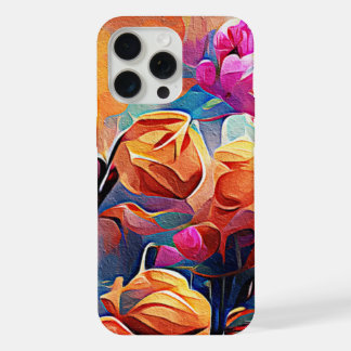 Floral Abstrato Art Laranja Vermelho Azul Flores