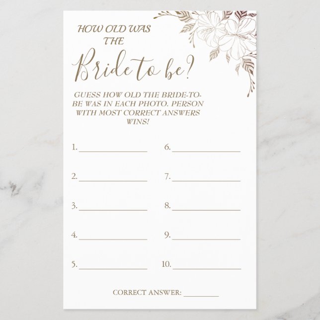 Floral Adivinha quantos anos ela tinha no cartão d (Frente)