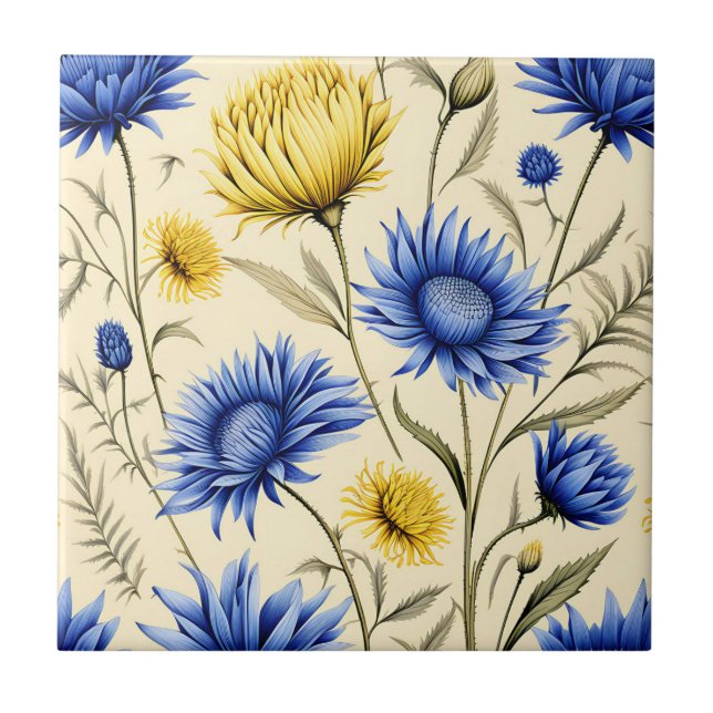 Floral Amarelo-Azul Elegante (Frente)