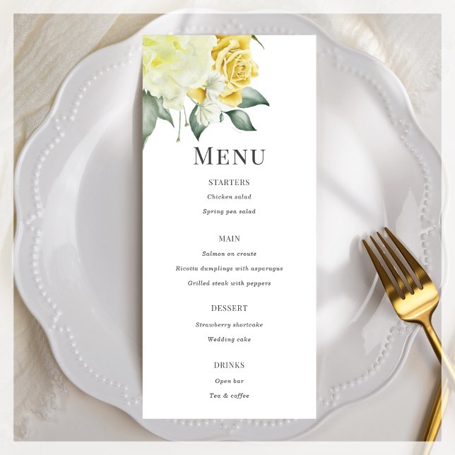 Floral Amarelo | Menu plano de casamento (Criador carregado)