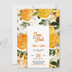 Floral Amarelo Moderno Salve O Convite De Data