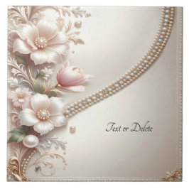 Floral and Pearl Embellishments Ceramic Tile