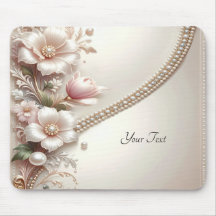 Floral and Pearl Embellishments Mousepad