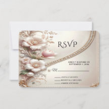 Floral and Pearl Embellishments RSVP Card