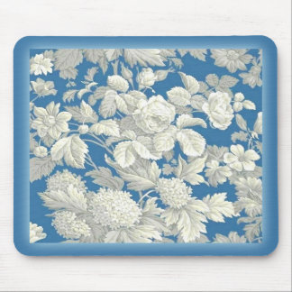 Floral Antiquado Azul Mousepad