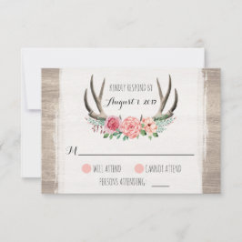 Floral Antlers Rustic Wedding RSVP Personalizado