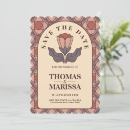 Floral Art Deco Salve a Data Código QR Retrô