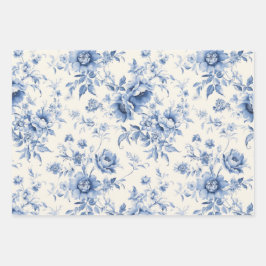 Floral Azul Algo Azul Toile Francês Chinoiserie