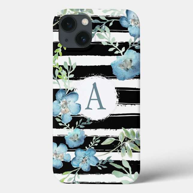 Floral Azul com Stripes Monogramas (Verso)