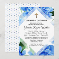 Floral Azul | Confirmação | Convite para crucifixo