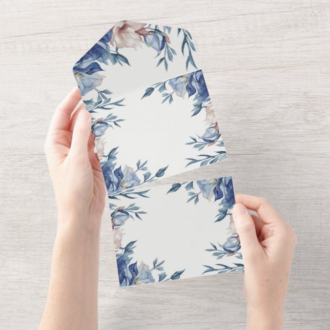 Floral Azul de Cor de Água Suave (Aba destacável)