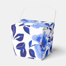 Floral Azul e Branco Favorito/ Caixa de Presente