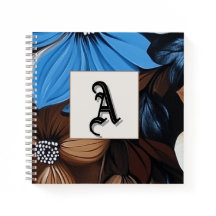 Floral Azul e Chocolate - Monograma Personalizado