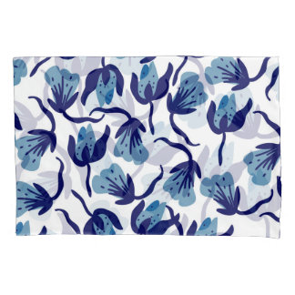 Floral Azul Pansy: Sem Costura Desenhada À Mão.