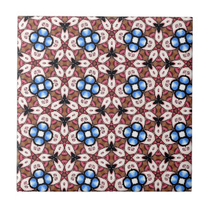 Floral Azul Rosa e Marrom