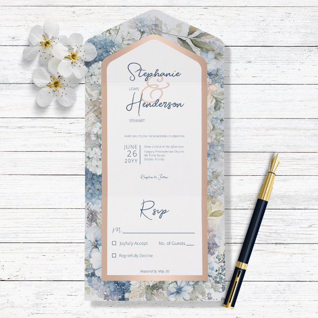 Floral Azul Russo e Rosa Dourado Sem Janto (Criador carregado)