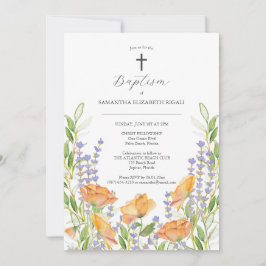 Floral Baptism Convites Aquarela Flores Selvagens