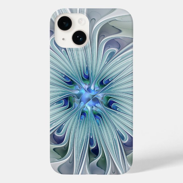 Floral Beauty Abstrato Modern Blue Pastel Flower (Verso)