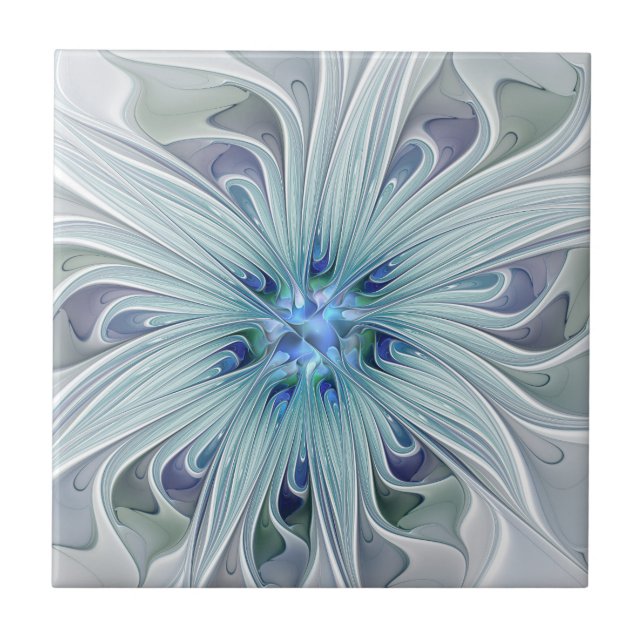 Floral Beauty Abstrato Modern Blue Pastel Flower (Frente)