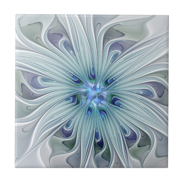 Floral Beauty Abstrato Modern Blue Pastel Flower (Frente)