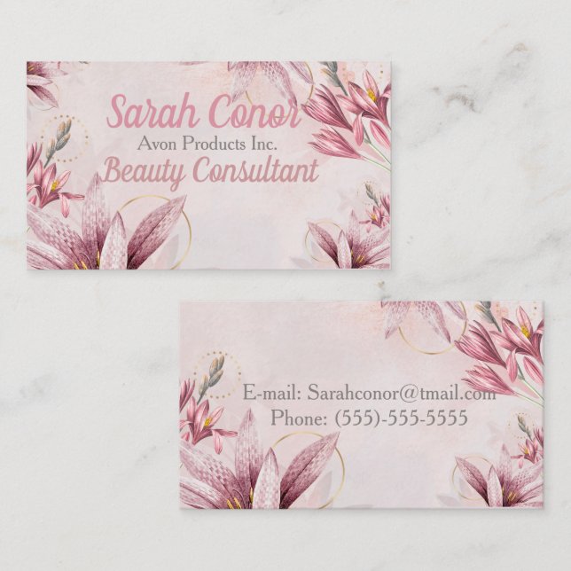Floral Beauty Consultant Cartão de visita (Frente/Verso)