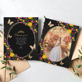 Floral Black Butterfly Quinceañera Foto