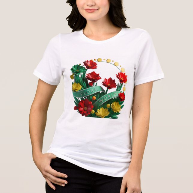 Floral Bliss Bella+Canvas T-Shir Tri-Blend feminin (Frente)
