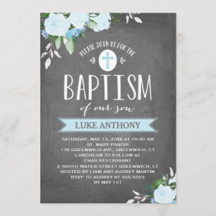 Floral Blooms Chalkboard   Convite Baptism