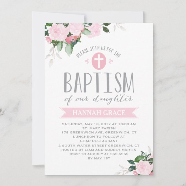 Floral Blooms | Convite Baptism (Frente)