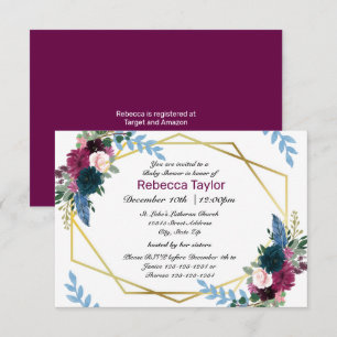 Floral Blooms Plum - 3x5 Convite para Chá de frald