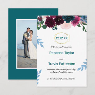 Floral Blooms Vert - Anúncio de casamento 3x5