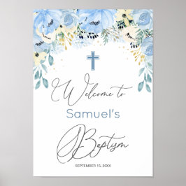Floral Blue Baby Boy Poster