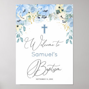 Floral Blue Baby Boy Poster