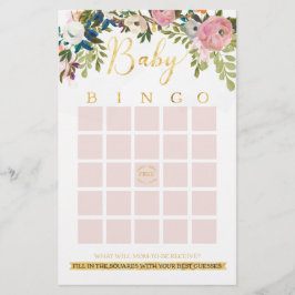 Floral Boho Chic Chá de fraldas Bingo Game