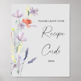 Floral Boho Seu cartão de receita aqui Poster