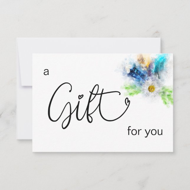 *~* Floral Boho Watercolor Crystal Heart Feather (Frente)