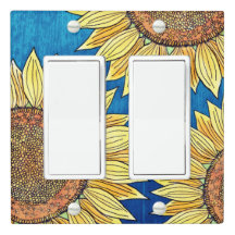 Floral bonito Farmhouse Blue Wood Girassol