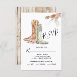 Floral Boots Cowboy Western Menu Choice Cartão RSV