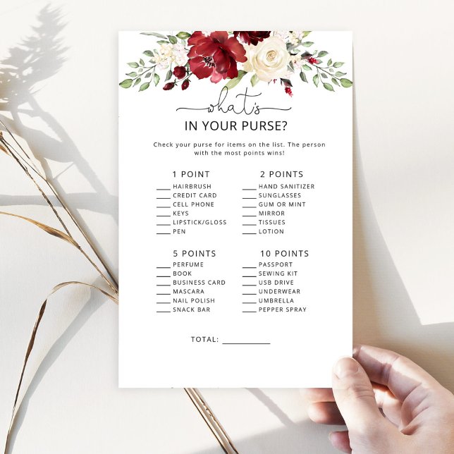 Floral borgonha o que há no seu jogo de bolsa (Criador carregado)