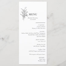 Floral Botânica Minimalista | Menu Casamento