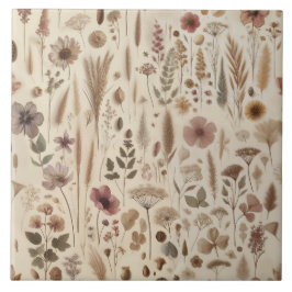 Floral Botânica Prensada de Herbário Vintage