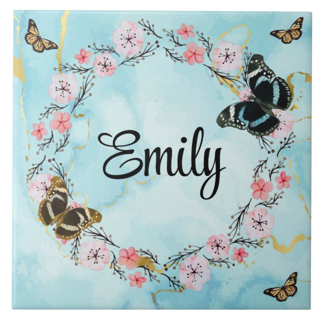Floral bouquet romantic serenity butterflies (Frente)