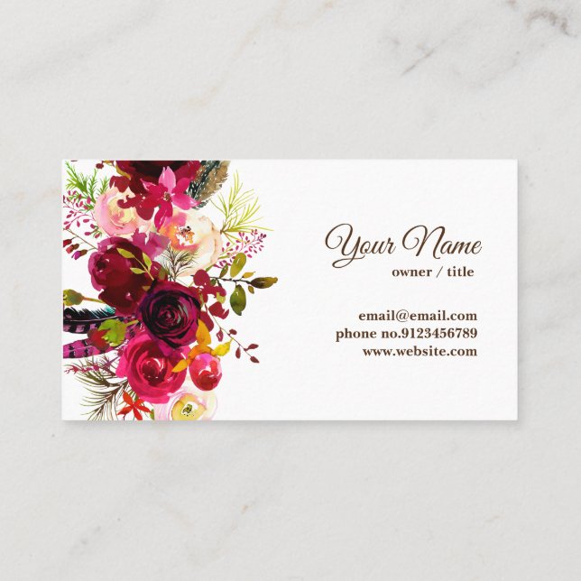 floral, boutique cartão de visita (Verso)
