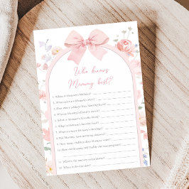 Floral Bow Baby in Bloom Shower Who Knows Mom Game