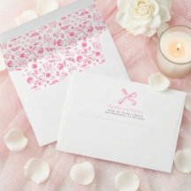 Floral Bow Pink Cute Whimsical Modern Hand Drawn