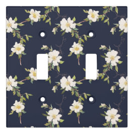 Floral Branco Azul marinho