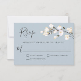 Floral Branco de Aquarela Azul RSVP de Casamento A